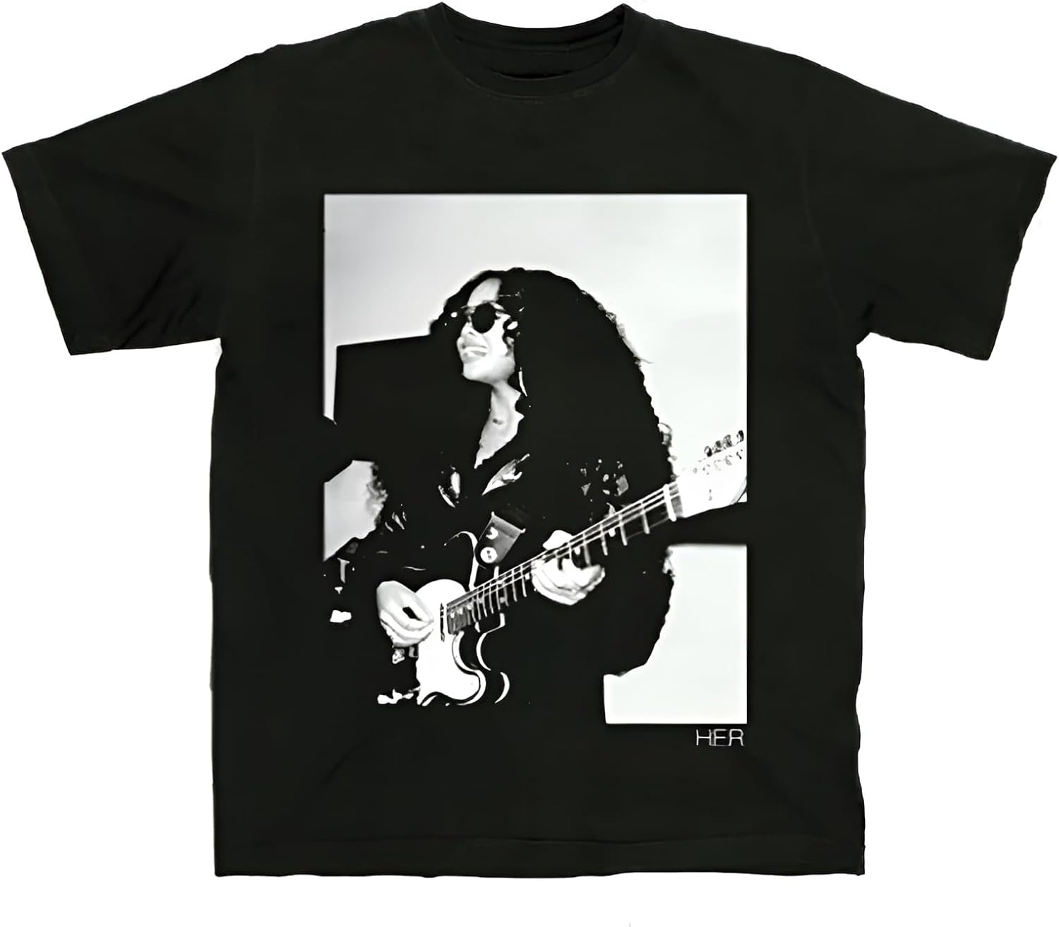 HER Men s Guitar Photo T-Shirt Black | Officially Licensed Merchandise S