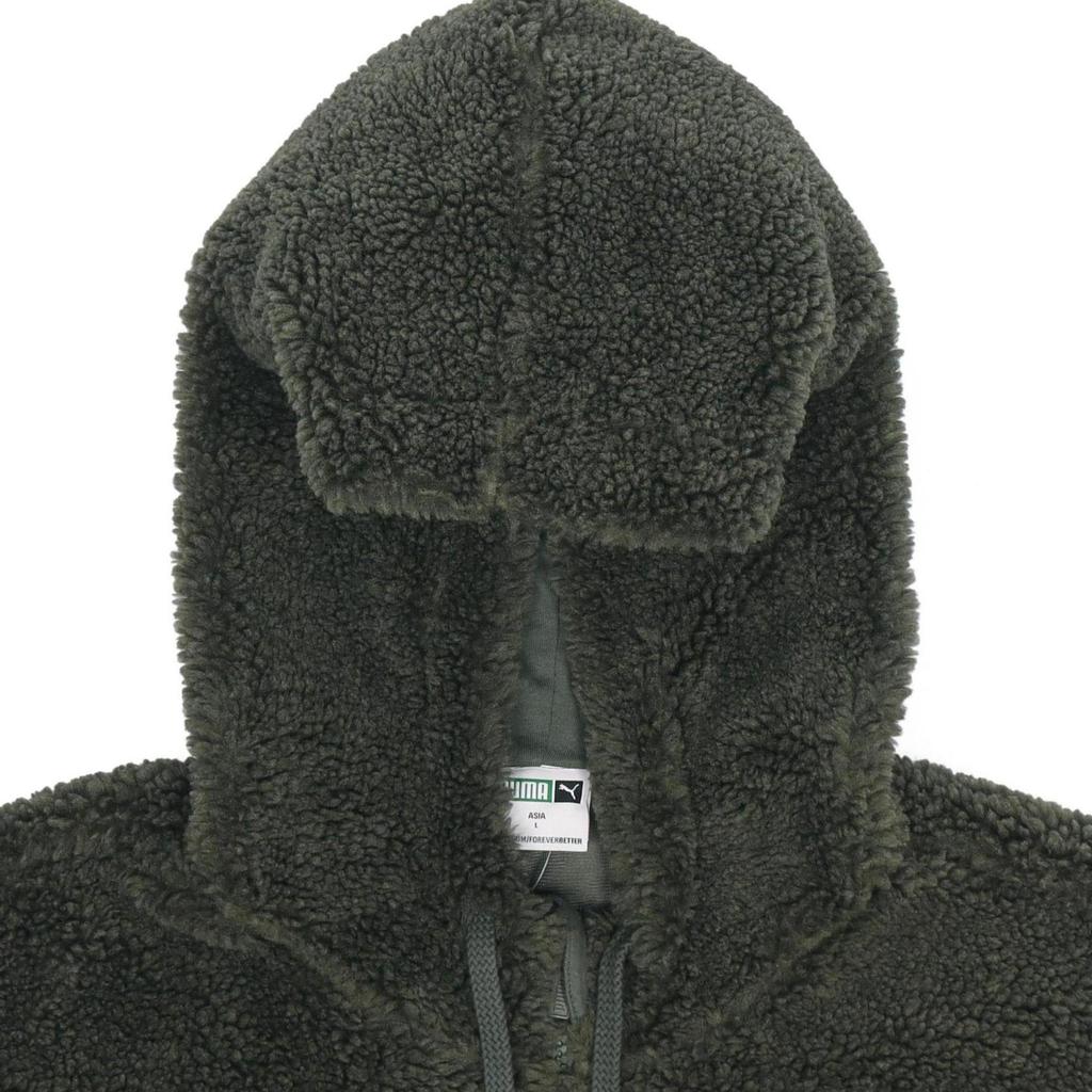 Puma Velvet Hooded Warm Windproof Jacket With Logo Men Outerwear Dark-Green 535066-64