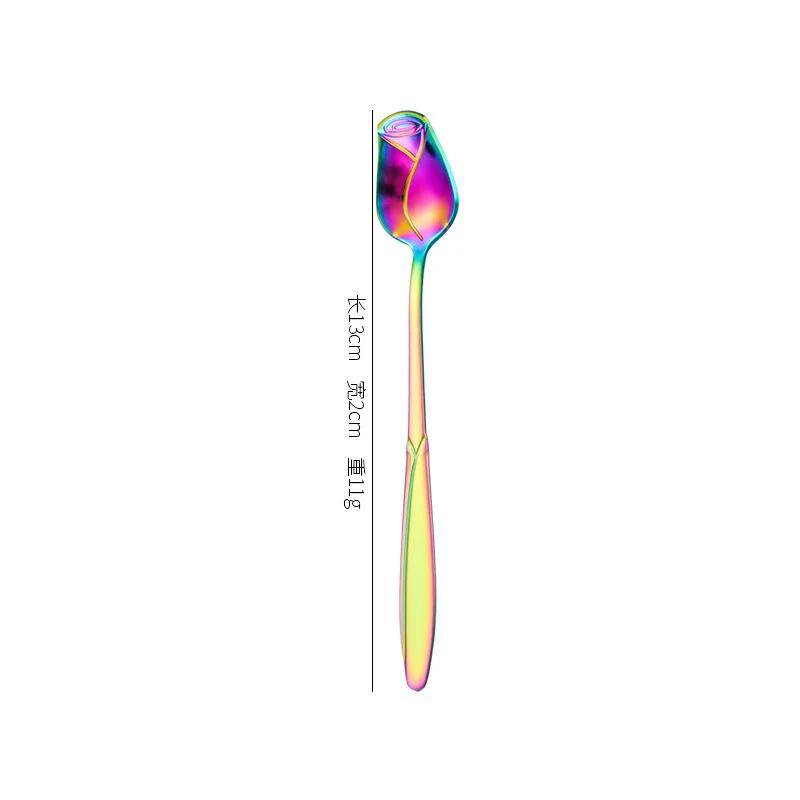 Cucchiaino da Caffè con Manico Lungo 13/15/17cm Cucchiaino da Tè Piccolo Rosa di Alta Qualità Acciaio Inossidabile Carino Cucchiaino Mescolatore per Gelato Dessert