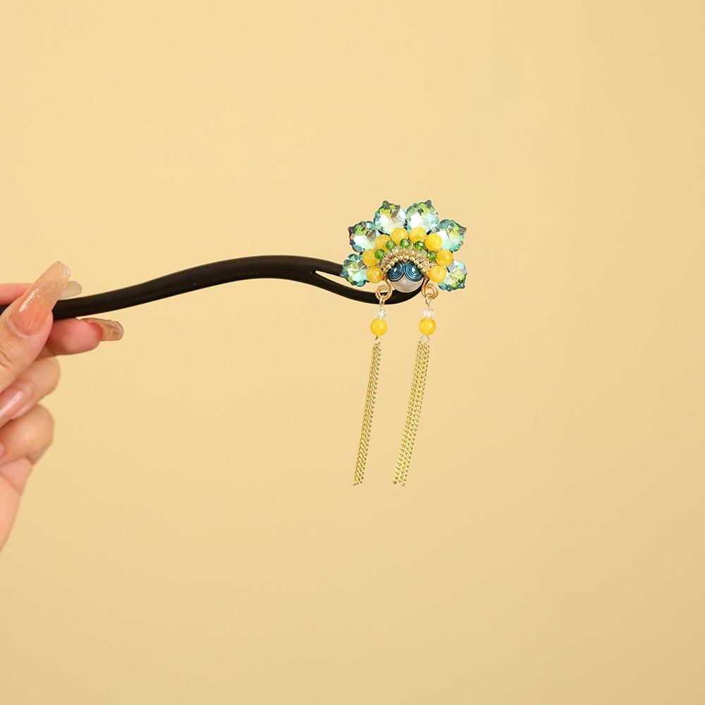 Red Wooden Hair Stick Tassel Hanfu Hairpin Classical New Chinese Style Hair Clip  Bridal