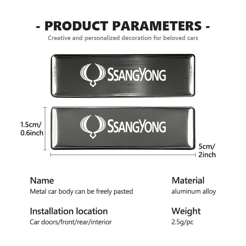 Car Body MetalUniversal Emblem Auto Decals Accessories For SsangYong Rexton Y400 Y450 G4 2021 2022 Kyron Rodius Tivoli