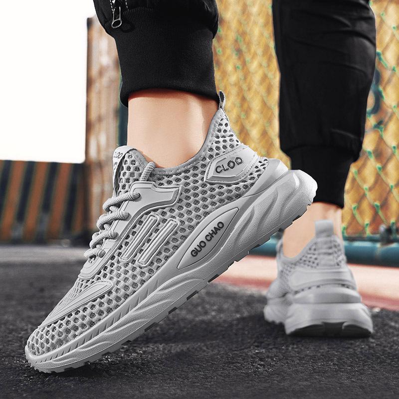 Summer Solid Color Versatile Large Mesh Sports Shoes Breathable Comfortable Thin Men's Outdoor Travel Casual Shoes Men's Shoes