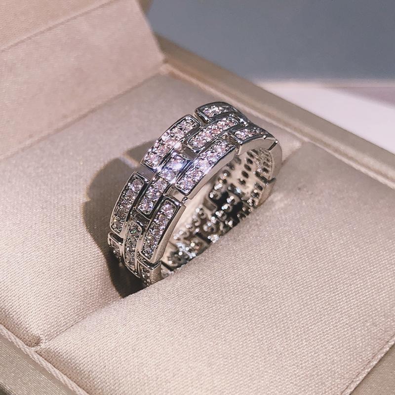 sterling copper exquisite AAAA+ white zircon multi-layer ring ladies party cocktail party men and women jewelry gifts