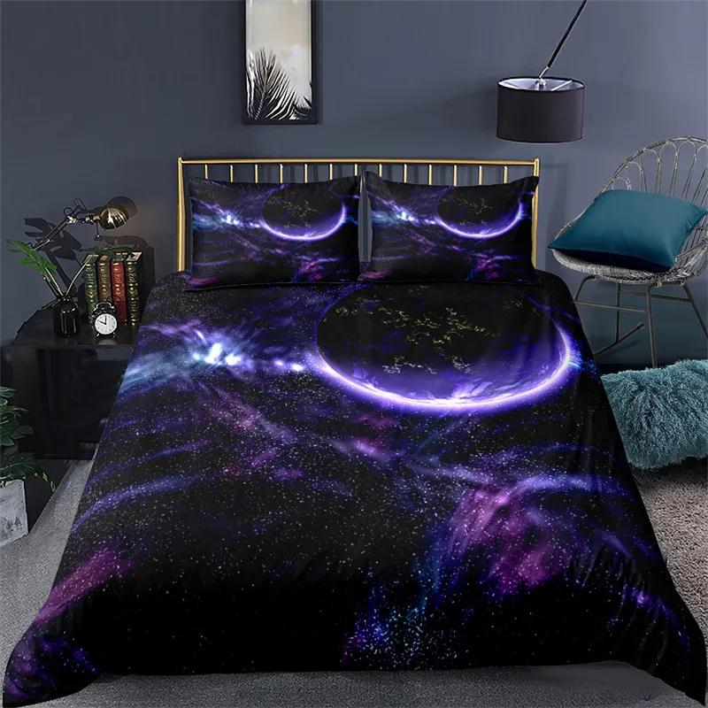 Starry Sky Bedding Set Boundless Abstract Galaxy Print Duvet Cover Microfiber Mysterious Outer Space Comforter Cover Twin Queen