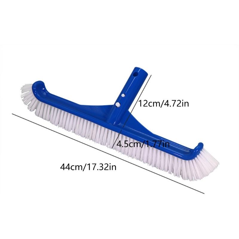 Pool Brush 17inch Pool Brush Head for Cleaning Pool Walls Curved End Pool Scrub Brush Nylon Bristles Pool Brush Head