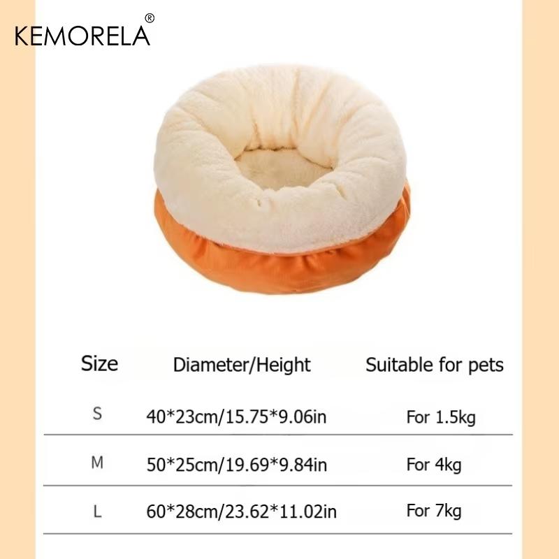  Ultra-Soft Plush Washable Round Pet Bed With Non-Slip Bottom - Winter Cozy Design For Indoor Cats & Small/Medium Dogs