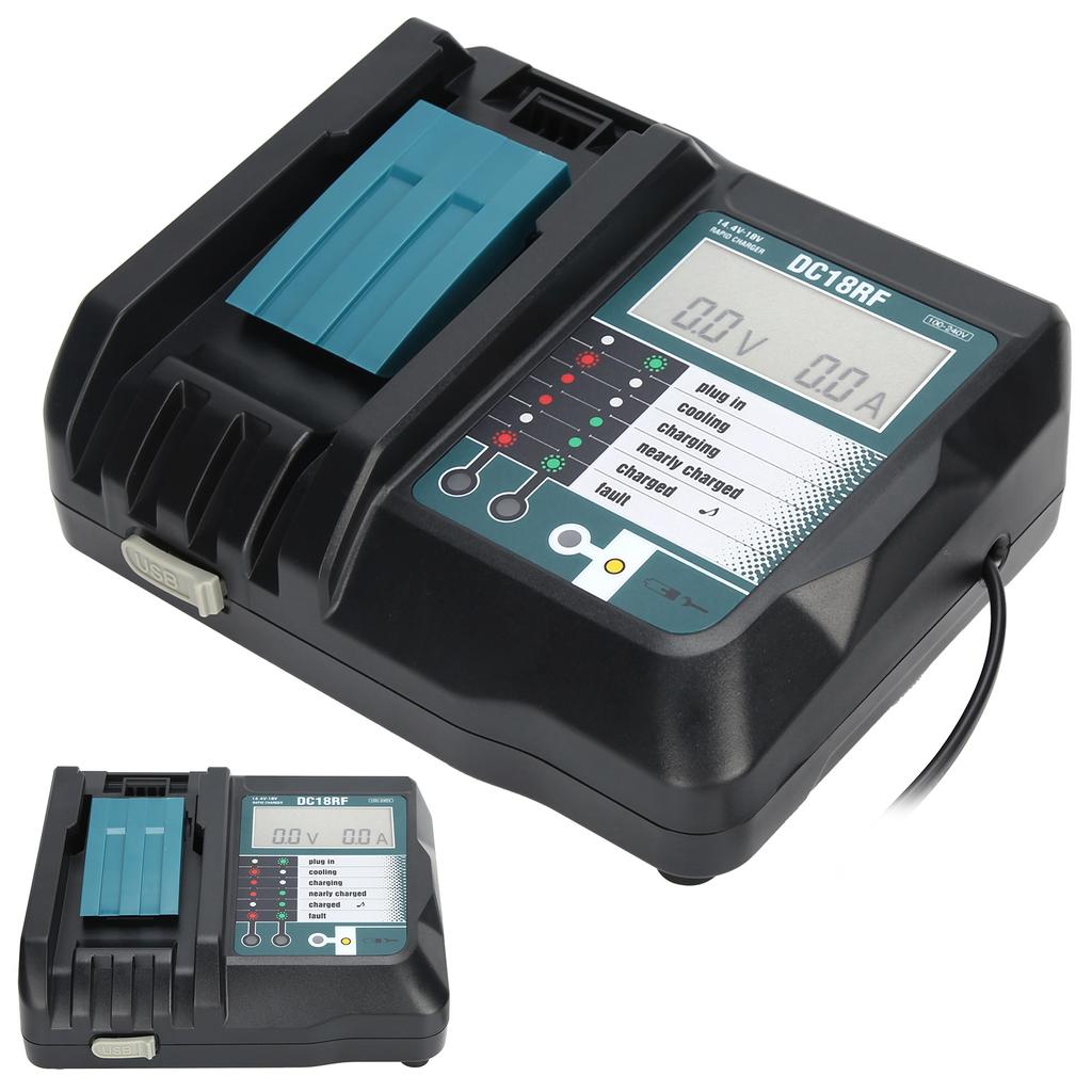DC18RF Charger with Screen USB Interface Fit for Makita 14V/18V Lithium Battery