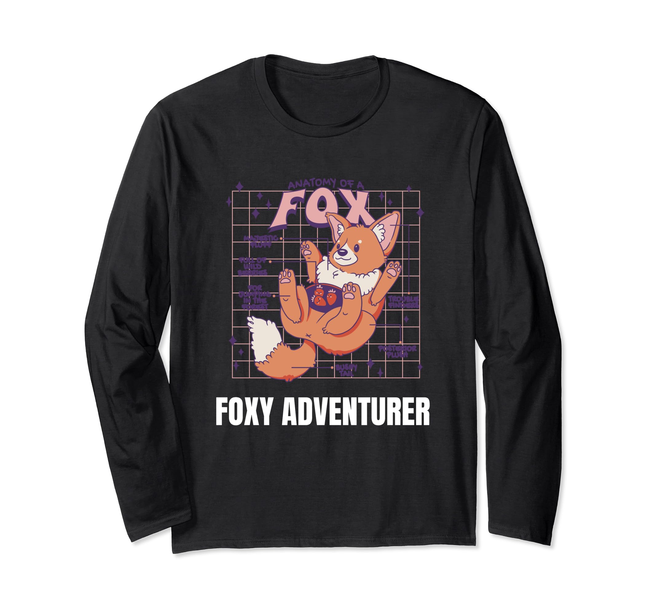 Foxy Adventurer Retro Cute Fox Design Long Sleeve T-Shirt