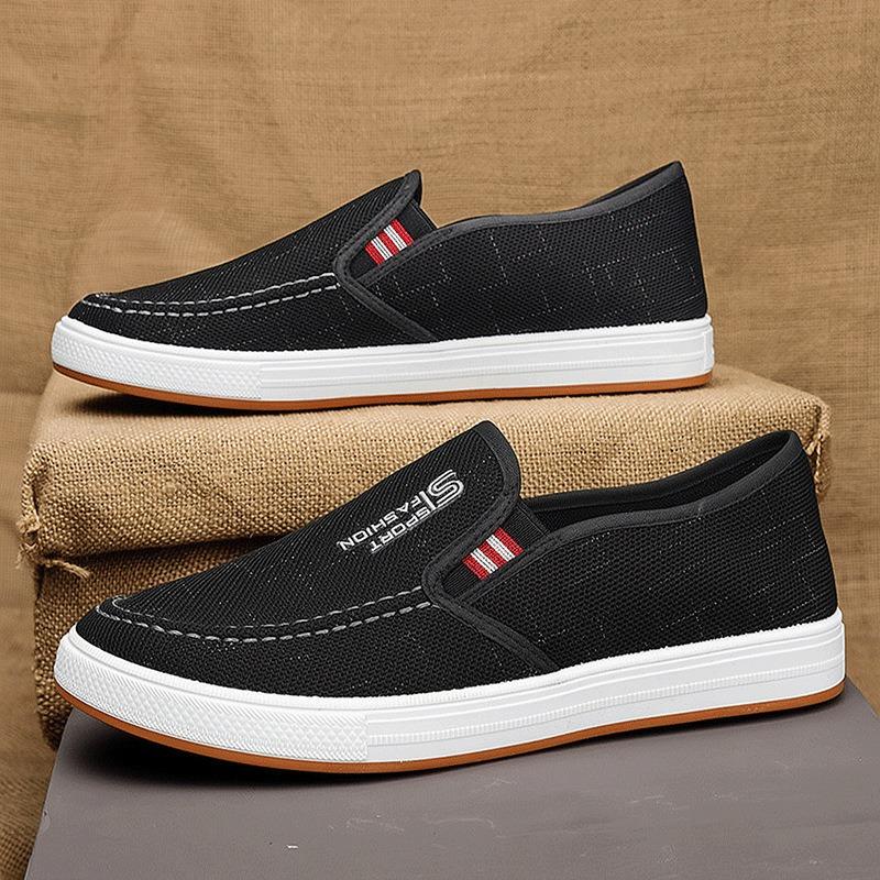 Einfacher Stil Sommer neu Ein-Pedal Segeltuchschuhe Herren Weichsohle Atmungsaktiv Herren Freizeitschuhe Pendeln Vielseitig Faule Schuhe