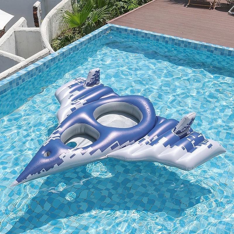 Summer Cartoon Airplane Baby Swim Ring with Handle - Anti-Rollover Design