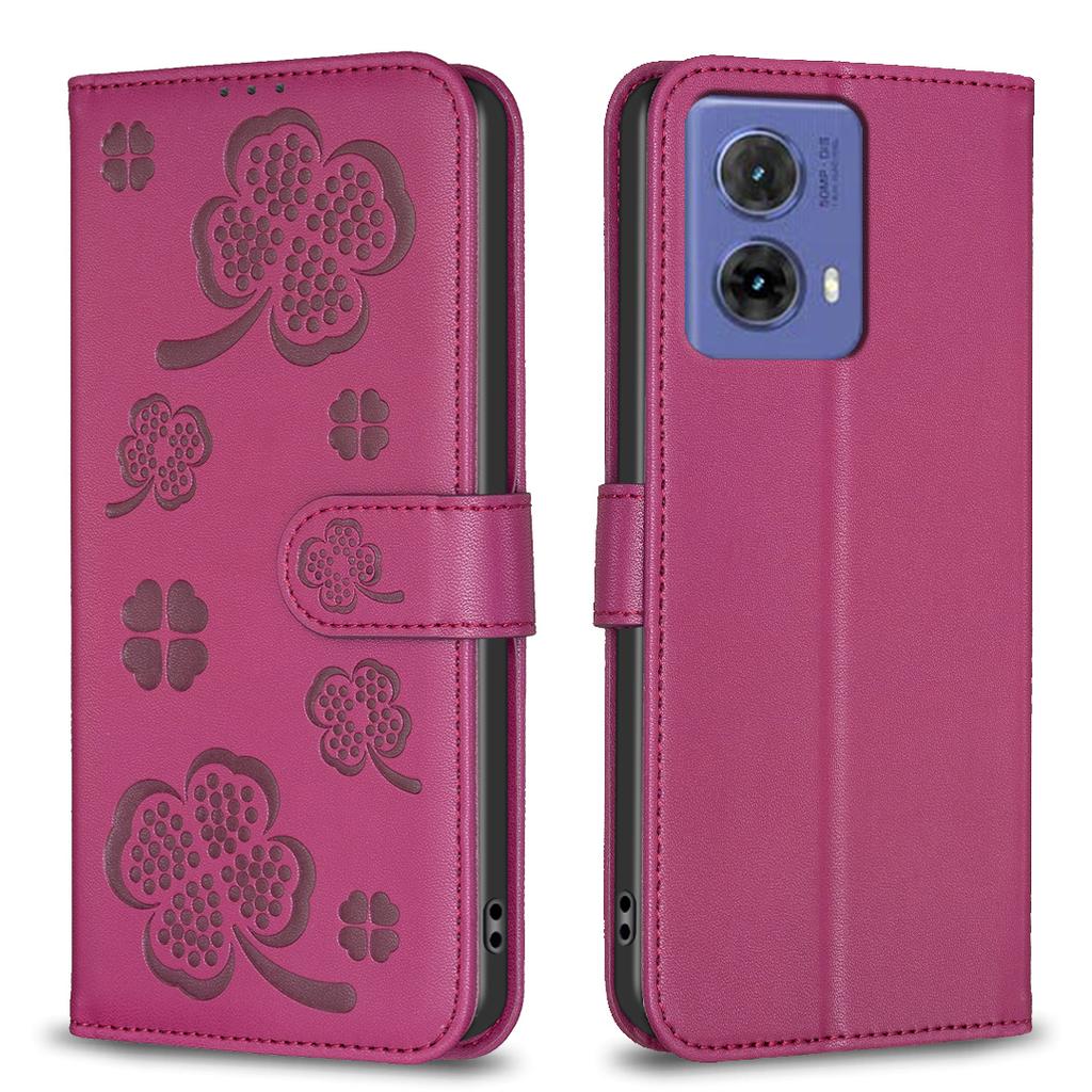 Lucky Clover Four Leaf Clover Pattern PU Leather Card Slots Wallet Phone Case for Motorola Moto G85,Edge 50 Pro,G04,G24,G34,Edge 40 Neo,G84,G54,G14...
