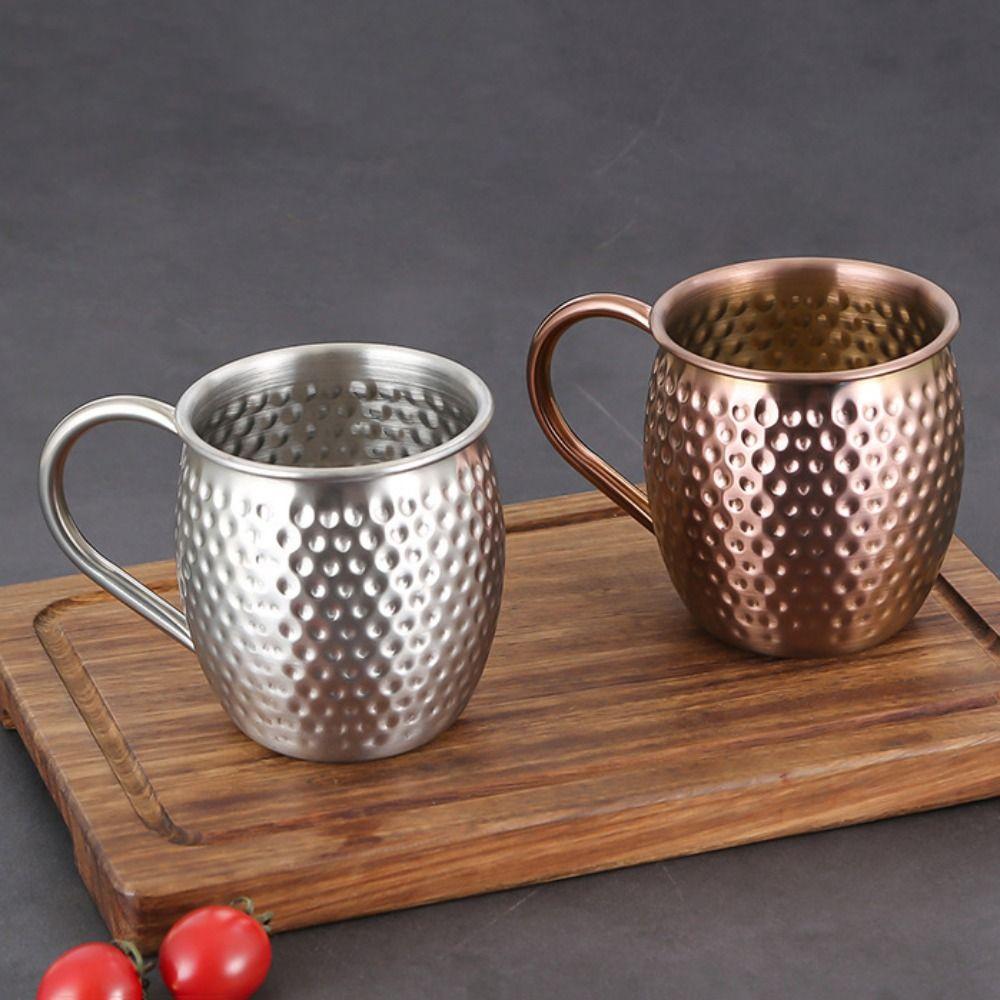 Retro Drinking Cup Hammer Pattern Stainless Steel Cup Wine Cup Moscow Mule Mug  Kitchen