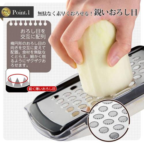 Shimomura Kogyo, Made In Japan, Professional Grade Speed ??Grater with Container, Daikon Radish Grater, PG-614, Made In Tsubame-Sanjo, Niigata, Black