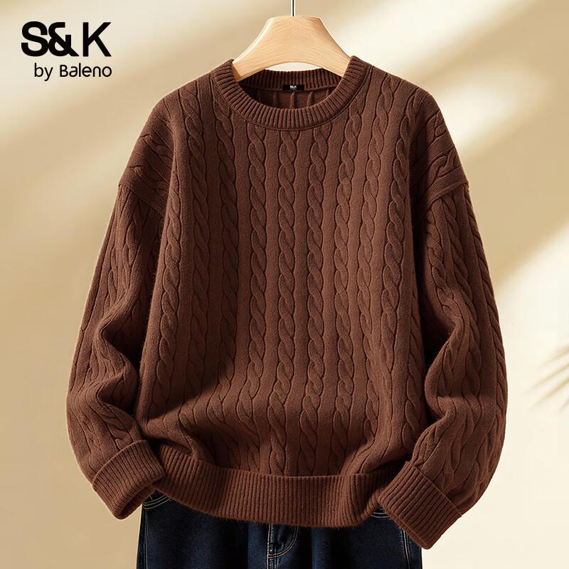 Baleno S&K Series Men's Round Neck Cable Knit Sweater