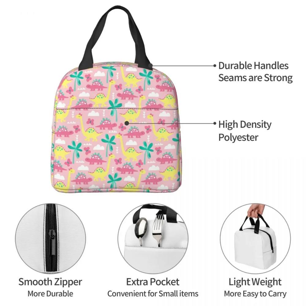 Cartoon Cute Dinosaur Pattern Insulated Lunch Bag for Kids School Cooler Thermal Food Box Tote Leakproof Lunch Boxes Container