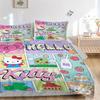 3pcs Hello Kitty's Whimsical World Printed Quilt Set - Includes 1 Quilt Cover and 2 Pillowcases, Machine Washable - Suitable for All Seasons.H054