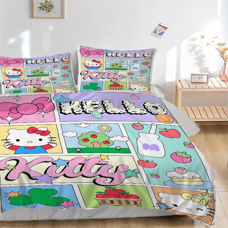 

Набор из 3 предметов: Стеганое покрывало «Причудливый мир Hello Kitty» - Включает 1 пододеяльник и 2 наволочки, Машинная стирка - Подходит для всех сезонов. H054 135x200cm