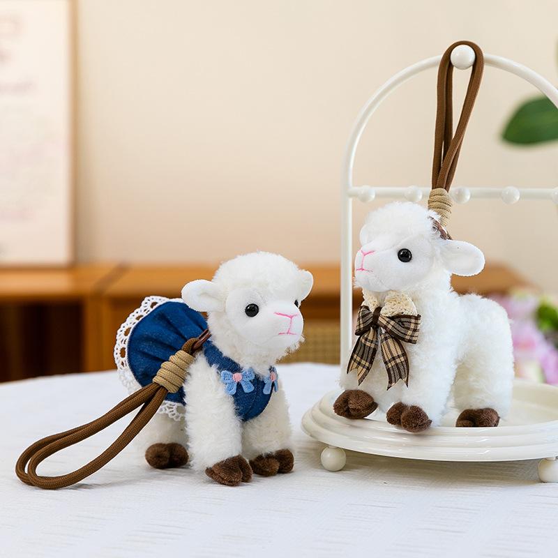 13Cm Cute Vintage Curly Sheep Plush Keychain Soft Handmade Plush Animal Pendant For Backpack Key Decoration Birthday Gift