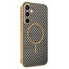For Samsung Galaxy S24 FE Phone Case Carbon Fiber Textured Electroplated TPU Back Cover