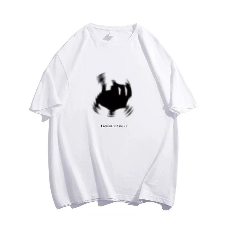 Summer Casual Oversized T Shirt Pure Cotton T-shirts for Men Harajuku Funny Cartoon Print White Y2k Tops Male Streetwear Youth