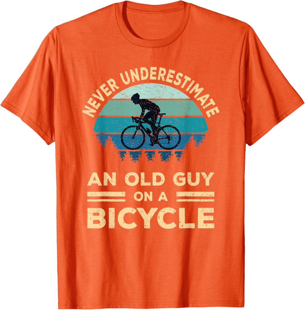 Never Underestimate an Old Guy On A Bicycle Cycling Bike Men TShirt Graphic Tee Breathable Short Sleeve TShirt for Men