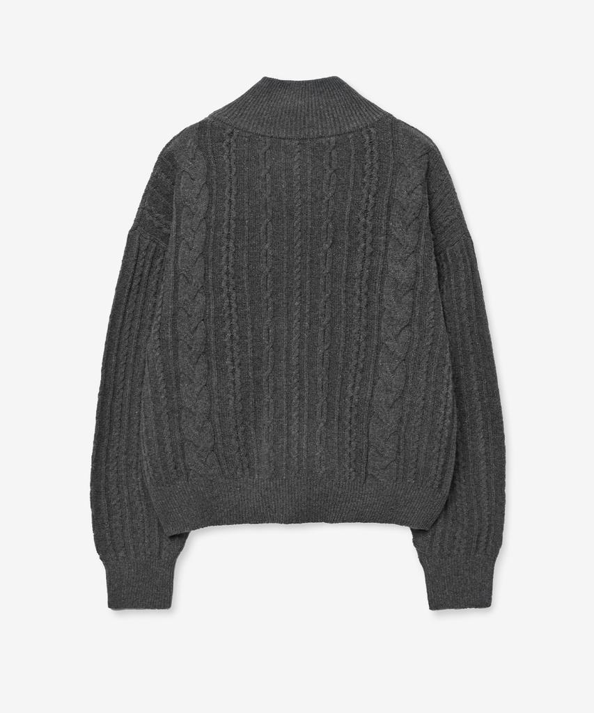 MINAV Shelter Wool Cable Knit Zip-Up [Charcoal]