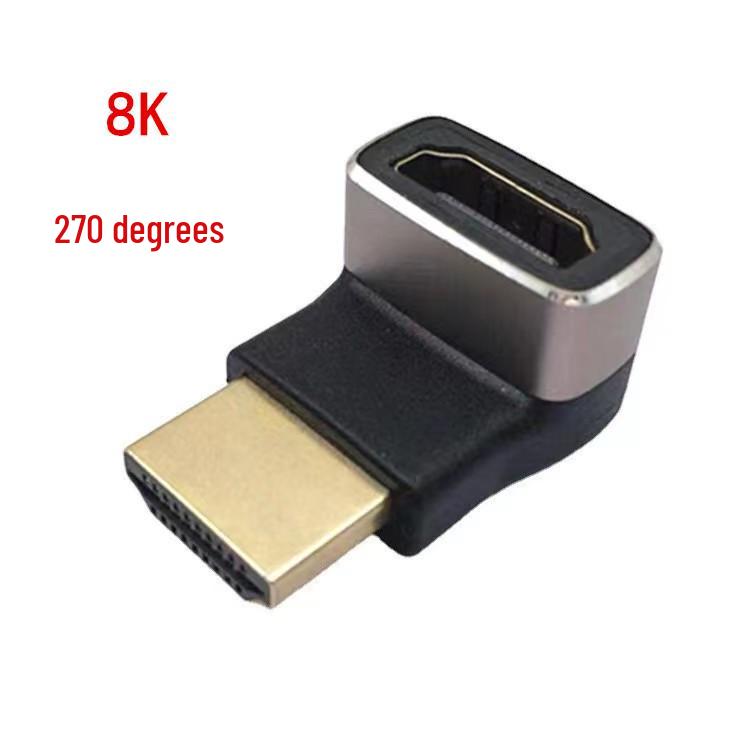 Aluminum Alloy HDMI 2.1 Male to Female Adapter, 90°/270° 8K/60Hz Signal Converter