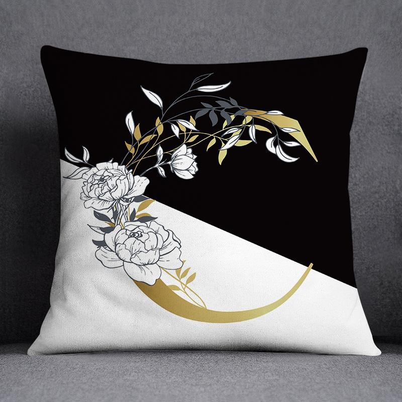 Golden Lace Letter Series Pattern Decorative Pillowcase, Square Home Office Decoration (45Cm * 45Cm)