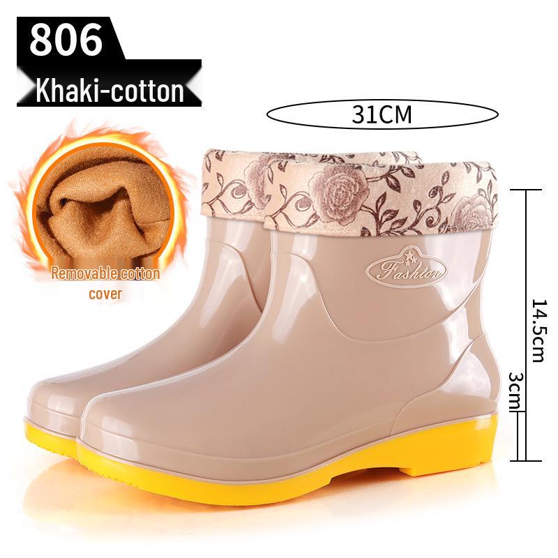 Simple Four Seasons Waterproof Women's High-Top Rain Boots and Shoes for Labor Protection and Cleaning