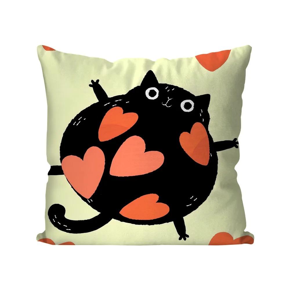 Cartoon Black Cat Print Decorative Pillowcase Bedding Home Decorative Cushion Pillowcase