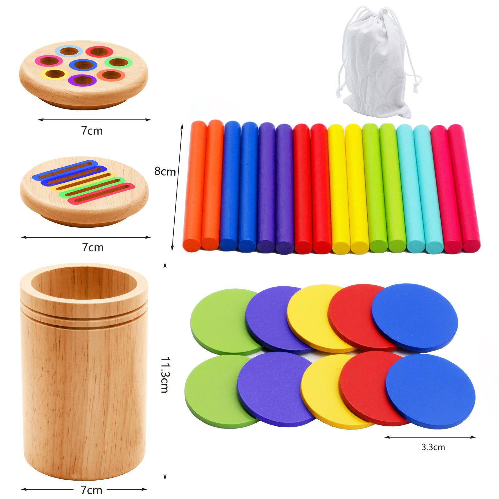 Houten speelgoed, Montessori kleuren matchen, sorteren, balanceerspeelgoed, fijne motoriek, wiskundig leren, educatief speelgoed voor kinderen