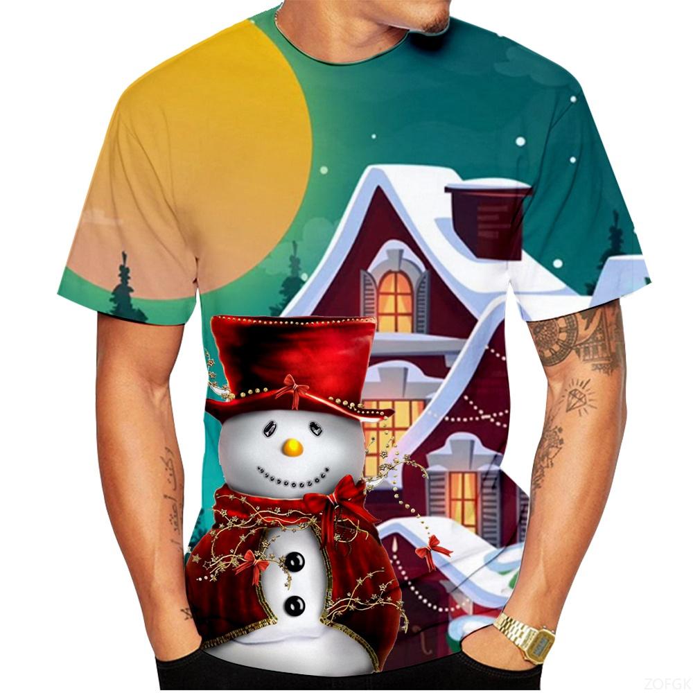 Fashionable Christmas Men's T-shirt, Casual Men's Short Sleeved T-shirt, Round Neck Shirt, Personalized Casual Loose Clothing