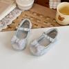 Girls' Crystal Princess Shoes2026Summer new style pearl and rhinestone bow children's leather shoes, solid color performance shoes