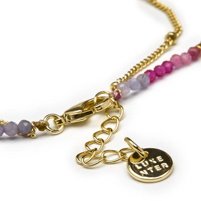 Bracelet - Aiel - Cristal violet - Or jaune 18K - 15 cm + 3 cm d'extension - Mousqueton