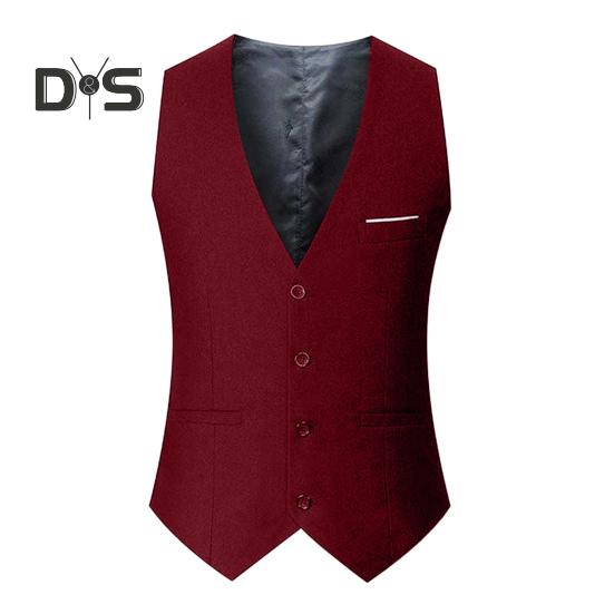 Men Suit Vest V-Neck Sleeveless Single Breasted Slim Fit Business Waistcoat Solid Color Formal Dress Waistcoat