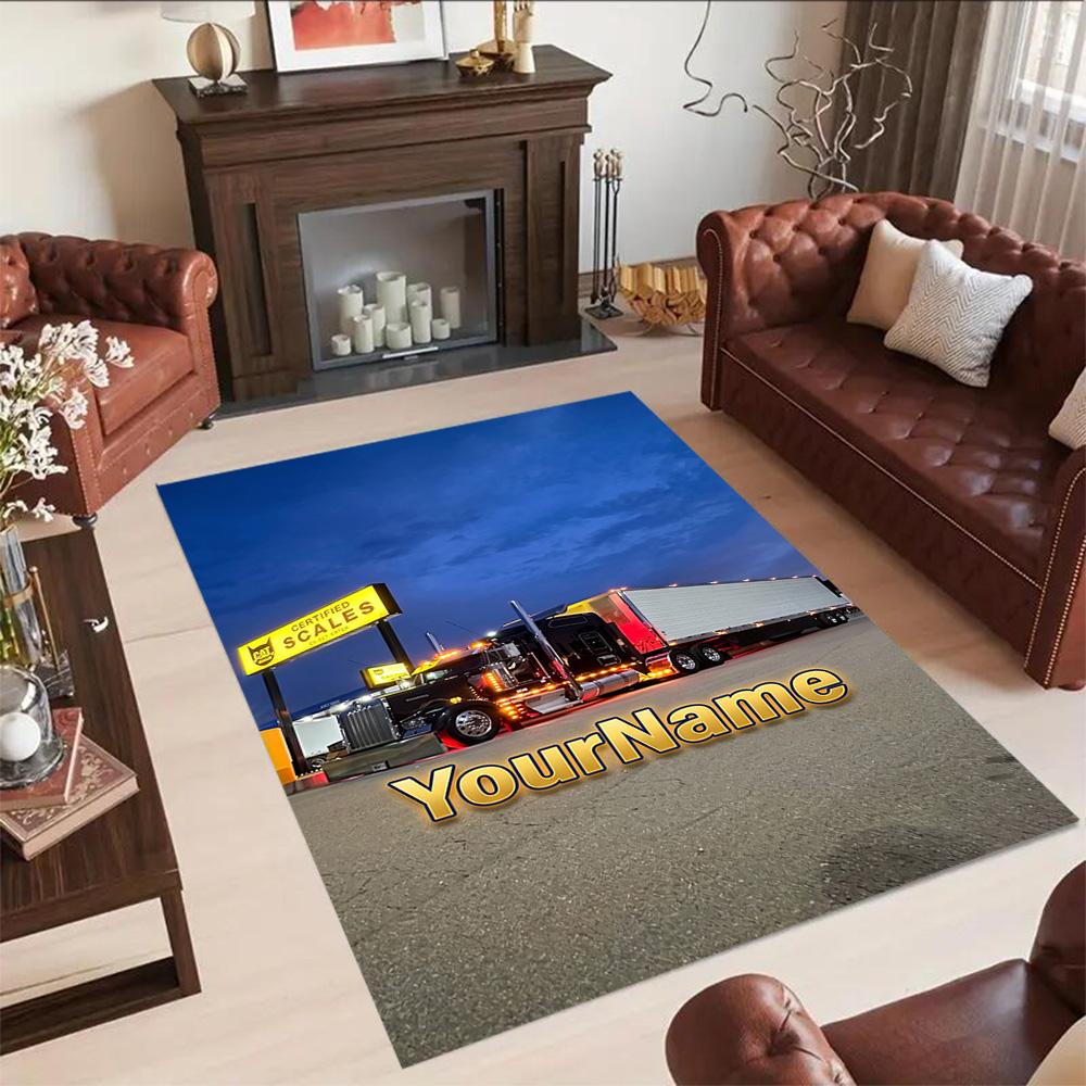 Kw Heavy Trucks Customizable Name Floor Mat Perfect for Hallway Bedrooms Outdoor Entryway Anti-slip Rug Decorate Offices