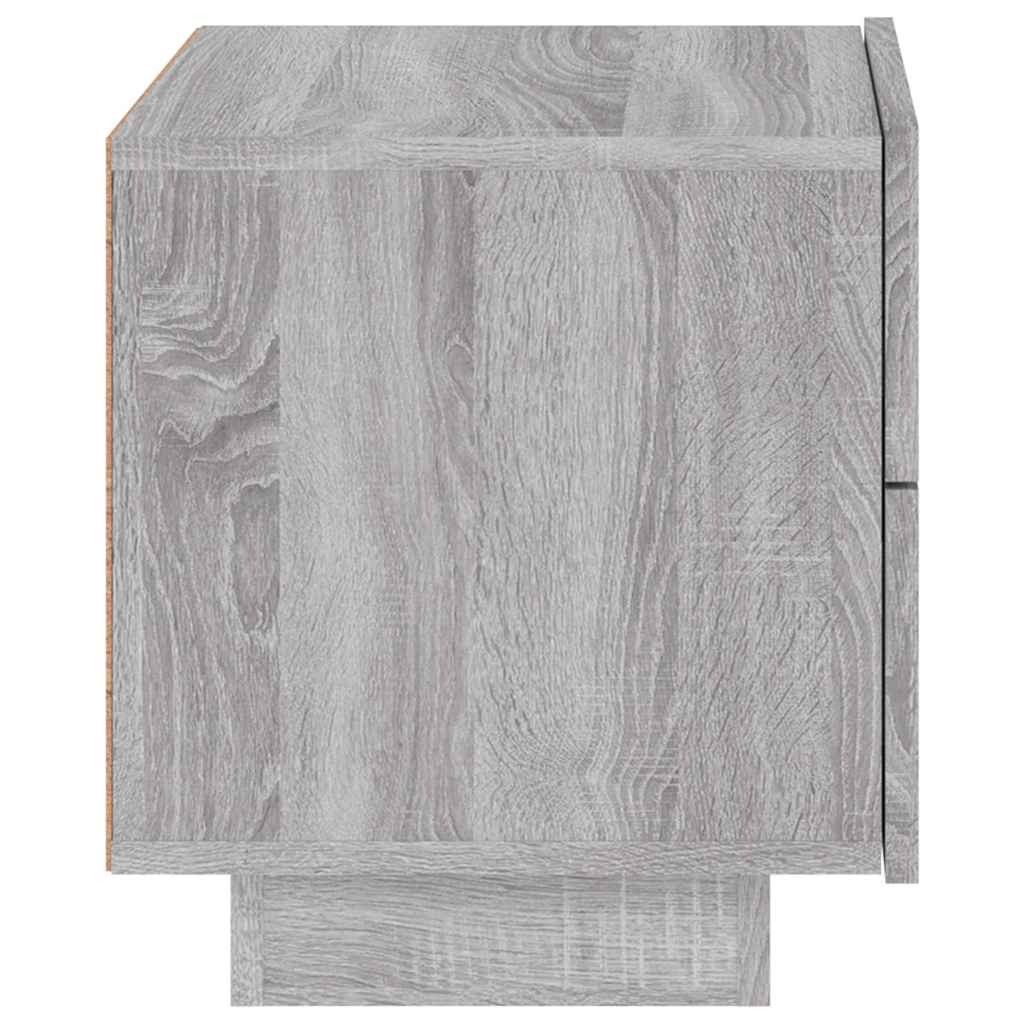 Nightstand with LED Lights Grey Sonoma 70 X 36 X 40.5 Cm