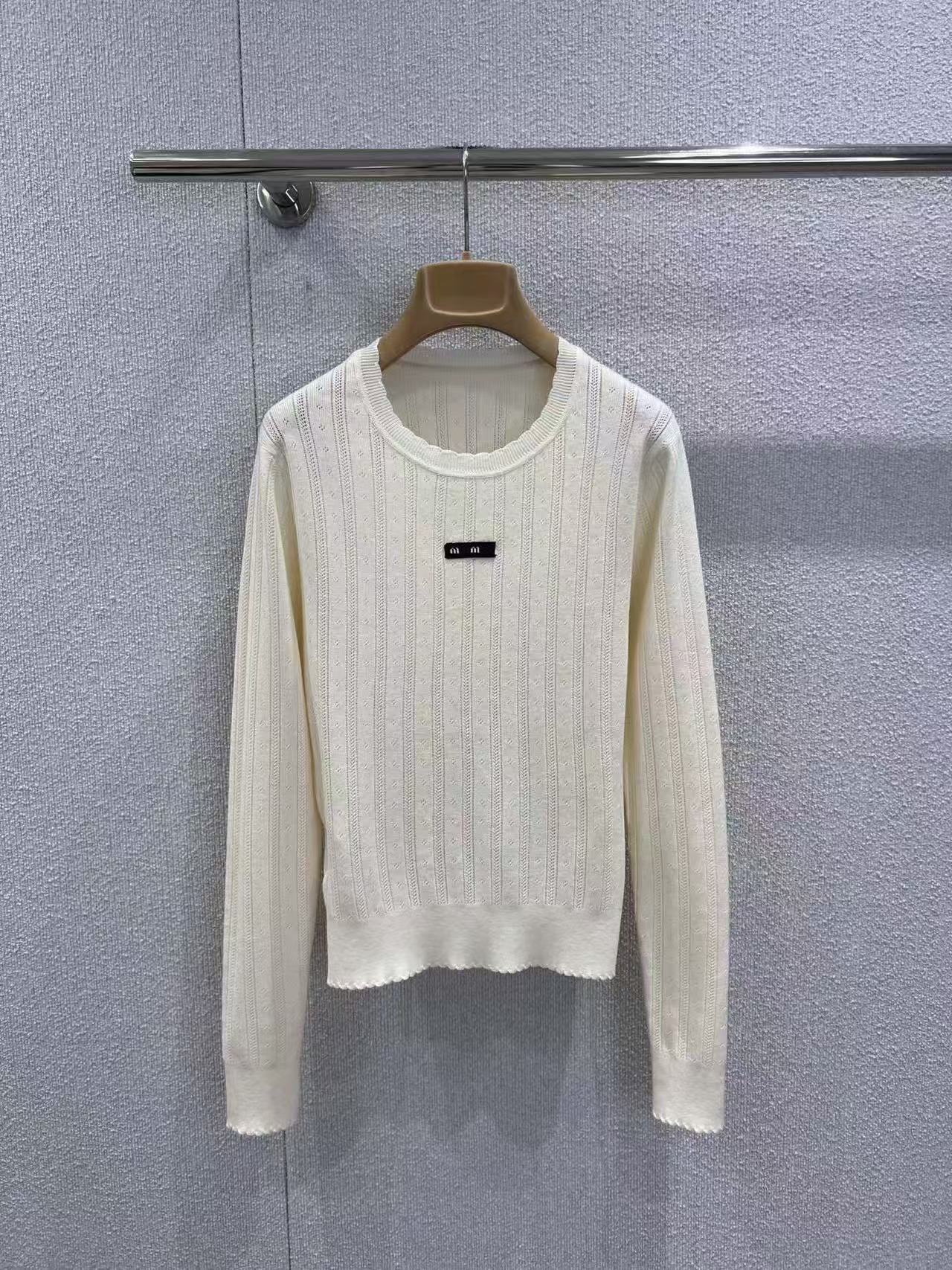 Nanyou Women s Clothing M Home 25 Autumn New College Style Casual Versatile Patch Hollow Striped Knitted Sweater T-Shirt Top S