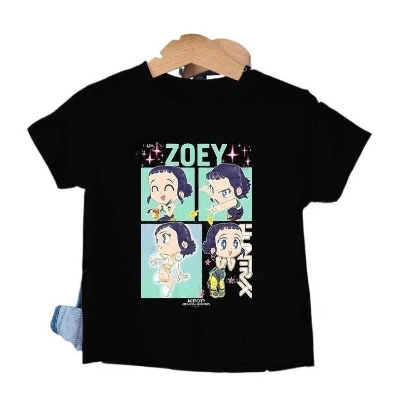 KPop Demon Hunters Zoey Printed T-shirt Kids New Cartoon Soft Baby Girls T Shirt Tops K-Pop Toddler Girl Clothes