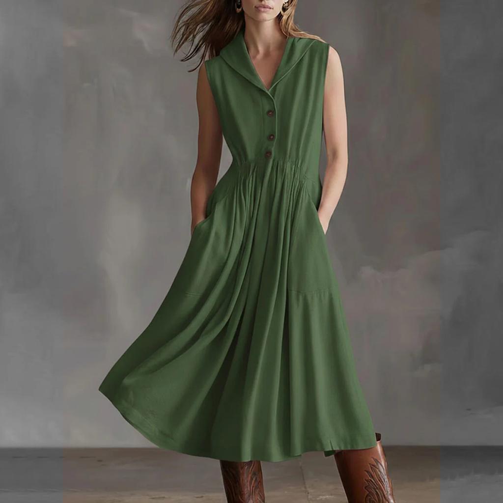 Ladies' Casual Big Collar  Slimming Sleeveless Dress
