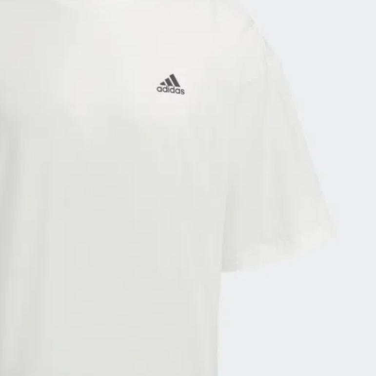 adidas T-shirt de Gola Redonda com Estampa do Logotipo da Marca de Cor Sólida Masculina Tops Branco H61129