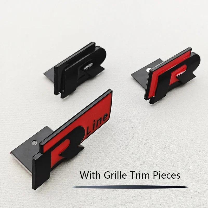 AABLC1 3D Metall Auto Logo R RLine Kühlergrill Emblem Abzeichen Aufkleber für Volkswagen VW Golf R R32 MK7 MK7.5 MK8 Polo GTI GLI Zubehör