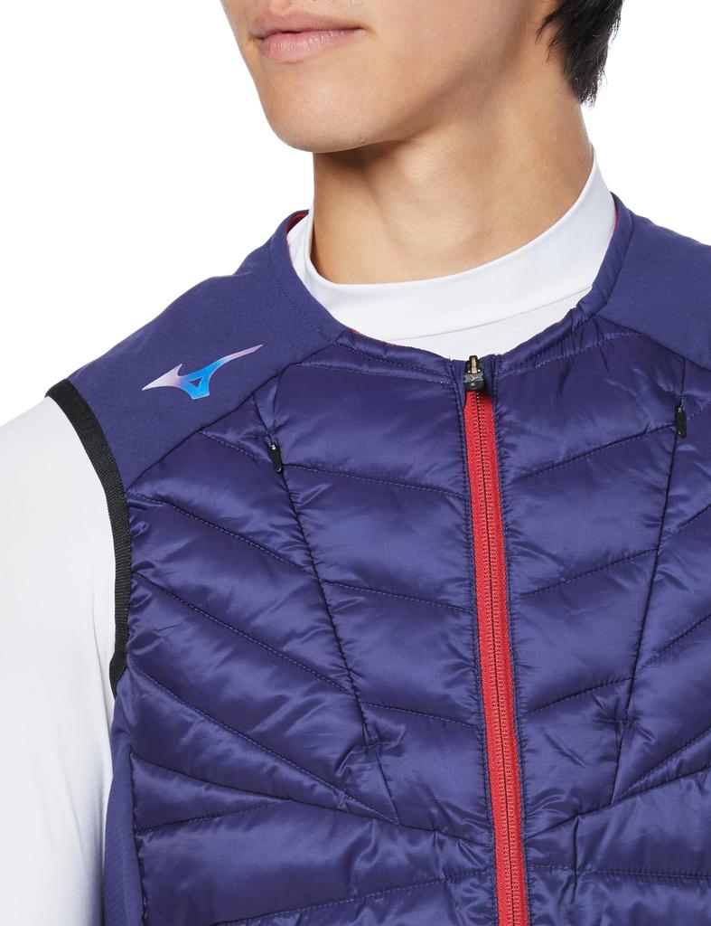 Mizuno Techfill Hybrid Training Cold Blue M Vest, Protection, Moisture-Wicking, Heat-Retaining, Washable, 32MEA537, Depth,