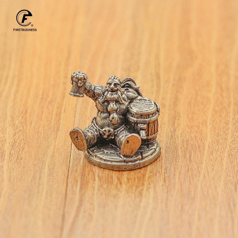 Vintage White Brass Miniature Dwarf Warrior Statue Desktop Board Game Warrior Model Toy Boys Desk Decorative Ornament Craft Gift