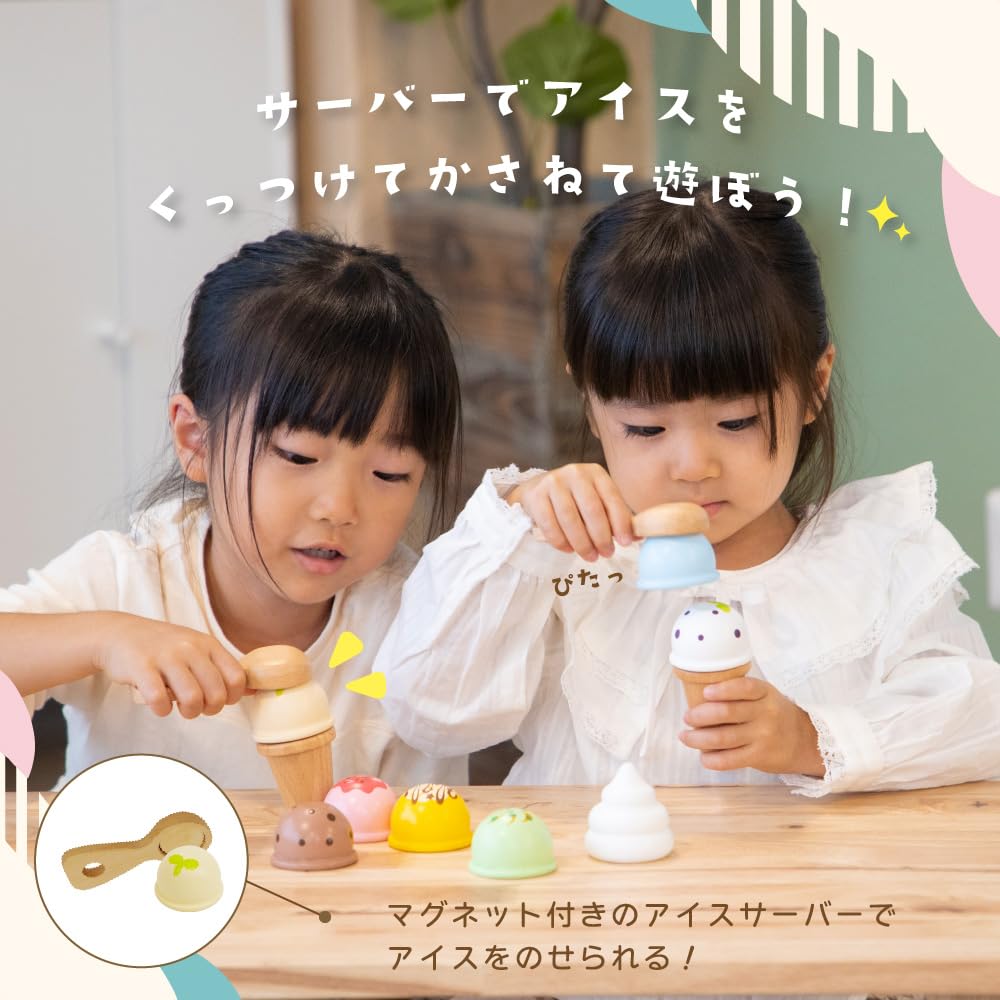 Puddy Directly Managed First House Ice Cream Wooden Educational Present [Woody Product] Set, Magnet, Toy, Toy,