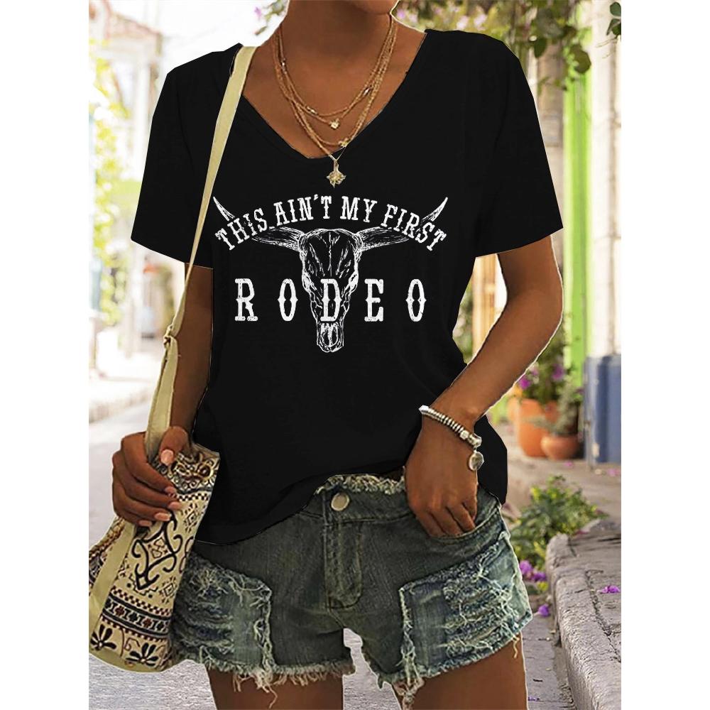 Women's Versatile Short Sleeve Fashion V-Neck Animal Print T-Shirt Casual T-Shirts Women’s