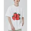 Übergroßes T-Shirt Schwarz Erdbeer-Print Freizeitkleidung für Männer und Frauen Sommer-Outfit Streetwear-Mode Trendiges Oberteil