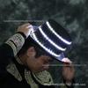 LED Jazz Hat with Diamonds: High-Brightness White Light Top Hat for Dance Parties, KTV, and Bars, Battery Operated