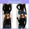 Streetwear V Neck Long Sleeve T Shirt With Embellished Rhinestones For Women