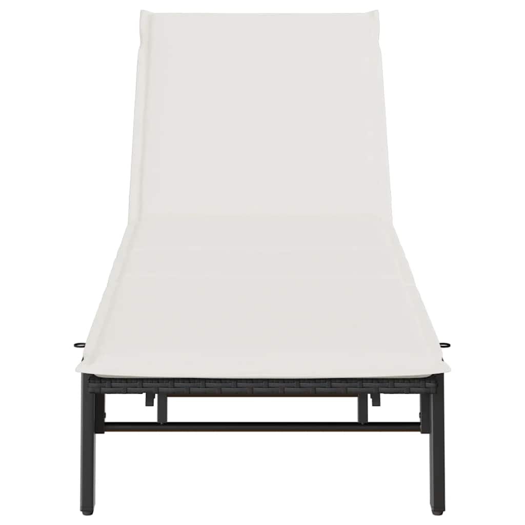 Black Sun Lounger with Cushion Poly Rattan
